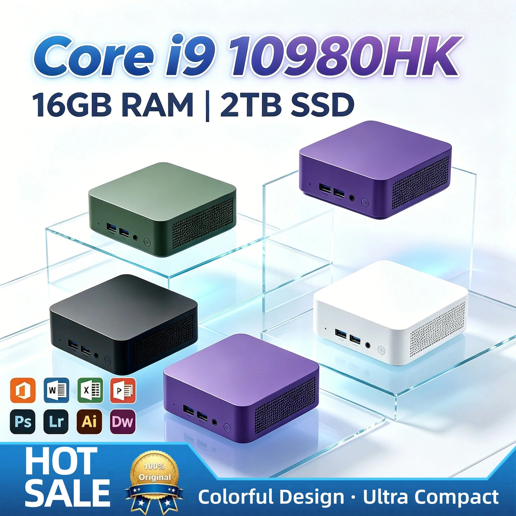 Intel Core i9-10980HK Mini PC Win11 16GB DDR4 2TB NVMe SSD WiFi6 BT5.2 4K HDMI Compact Gaming Office Streaming Workstation