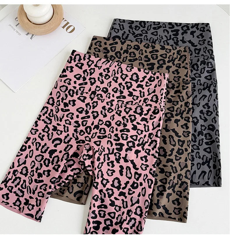 BIVIGAOS Summer Fashion Trend Leopard Print Cycling Shorts Women High Waist Tight Sexy Sport Short Leggings Fitness Biker Shorts