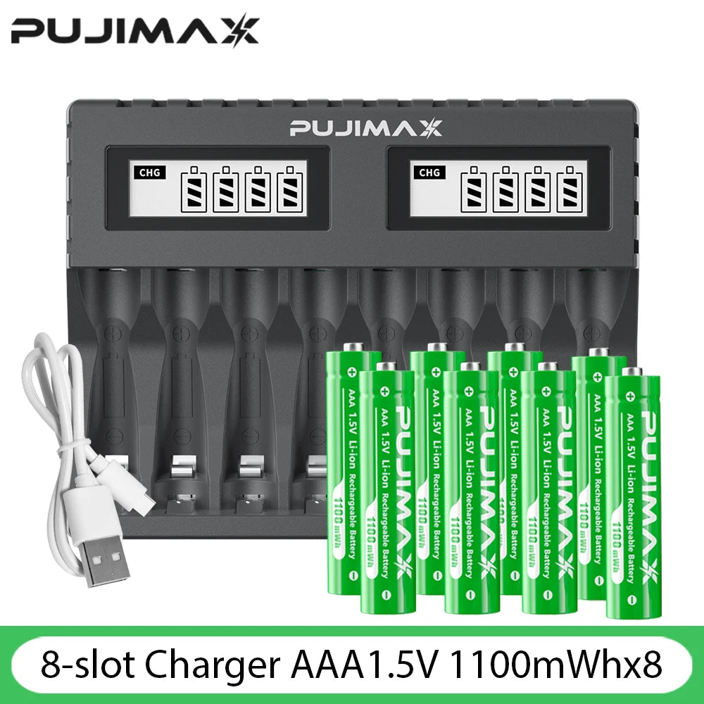 PUJIMAX AA/AAA 3400mWh 1100mWh 1.5V Li-Ion Rechargeable BatteryCharger Lithium Batteries For Mouse Flashlight Fan Game Machine