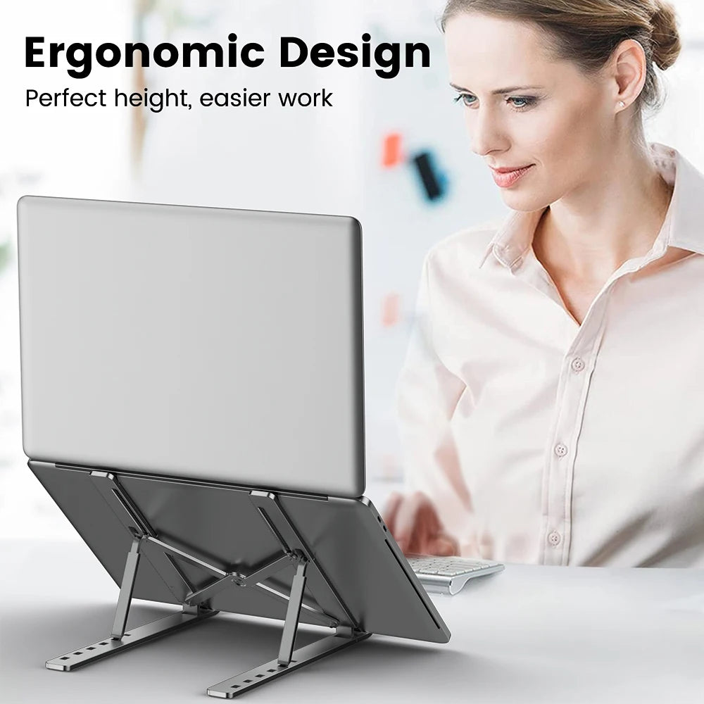 Aluminum Alloy Laptop Holder Adjustable Notebook Stand Lifting Cooling Bracket For Macbook Lenovo Portable Computer Accessories