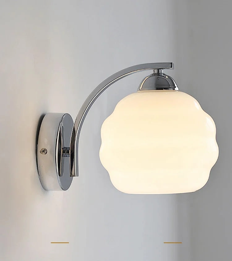 IWHD Milky Glass Ball LED Wall Lamp Sconce Iron Wrount Bedroom Living Room Bathroom Mirror Light Nordic Modern Wandlamp Applique