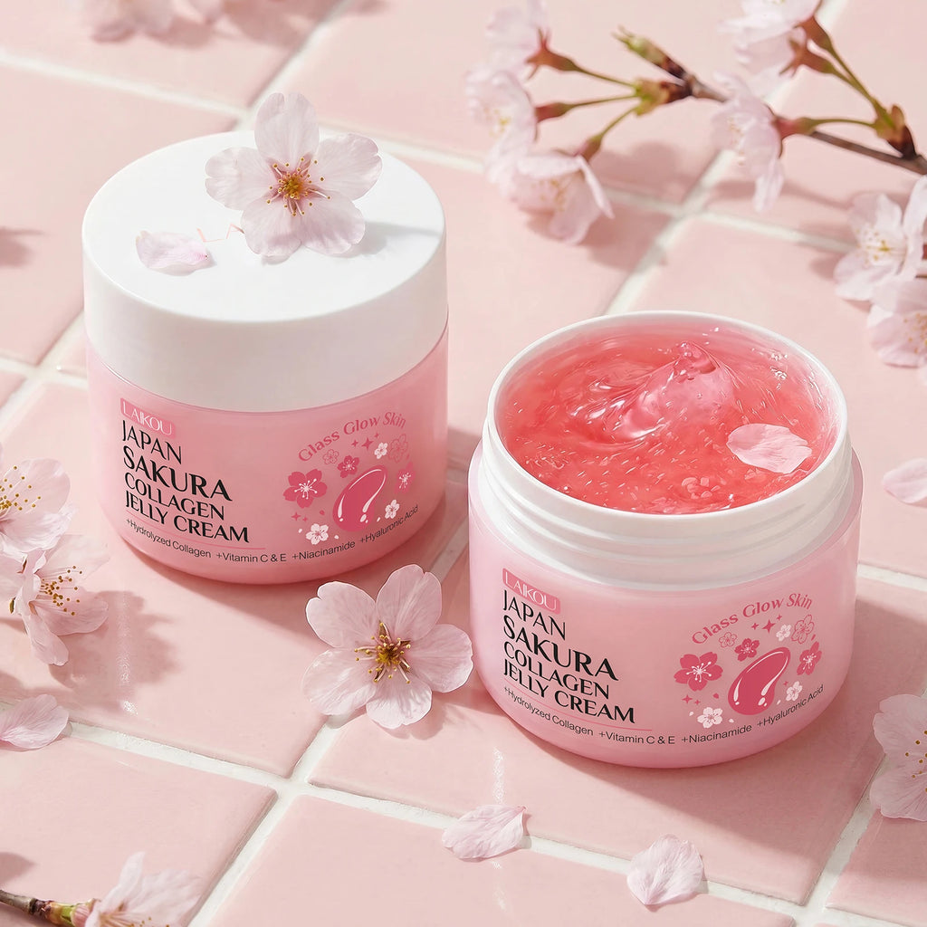 LAIKOU Japan Sakura Collagen Jelly Cream 100g Gentle Formula Hydrated Plump Youthful Radiance Glass Glow Skin Care