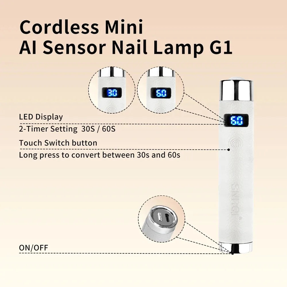 Ai Sensor Nail Lamp UV LED Mini Lamp Rechargeable Cordless Lamp Desktop and Handheld Drying Light Curing All Nail Gel Quickly
