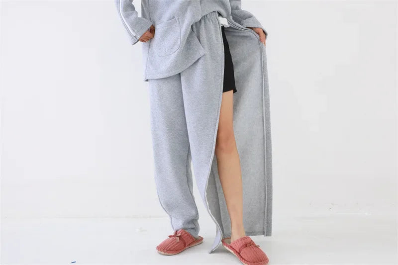 Easy Wear Care Pants for Elderly with Fall/Winter Thin Velvet Paralysis Bedridden Patients and Leg Fracture/Operation Recovery