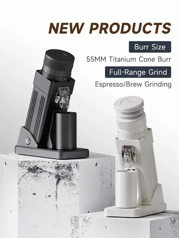 STARSEEKER E55Pro Electric Coffee Grinder 55MM Titanium Cone Burr Stepless Adjustment Espresso Brew Coffee Bean Grinder Black