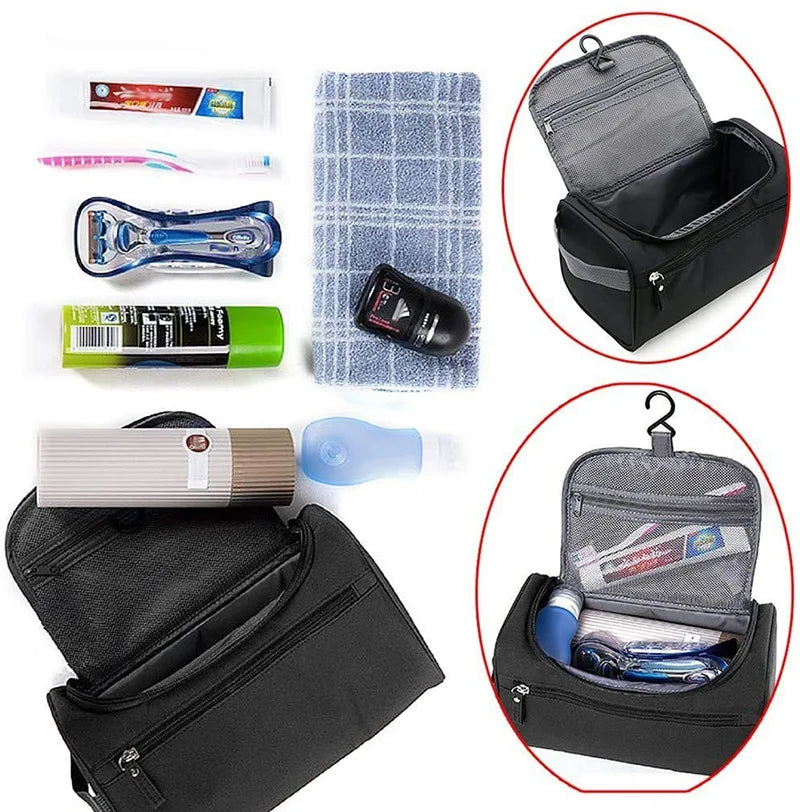 Large-Capacity Toiletry and Cosmetic Storage Bag, Lazy Person's Makeup Bag, Multifunctional with Hook and Waterproof Zipper