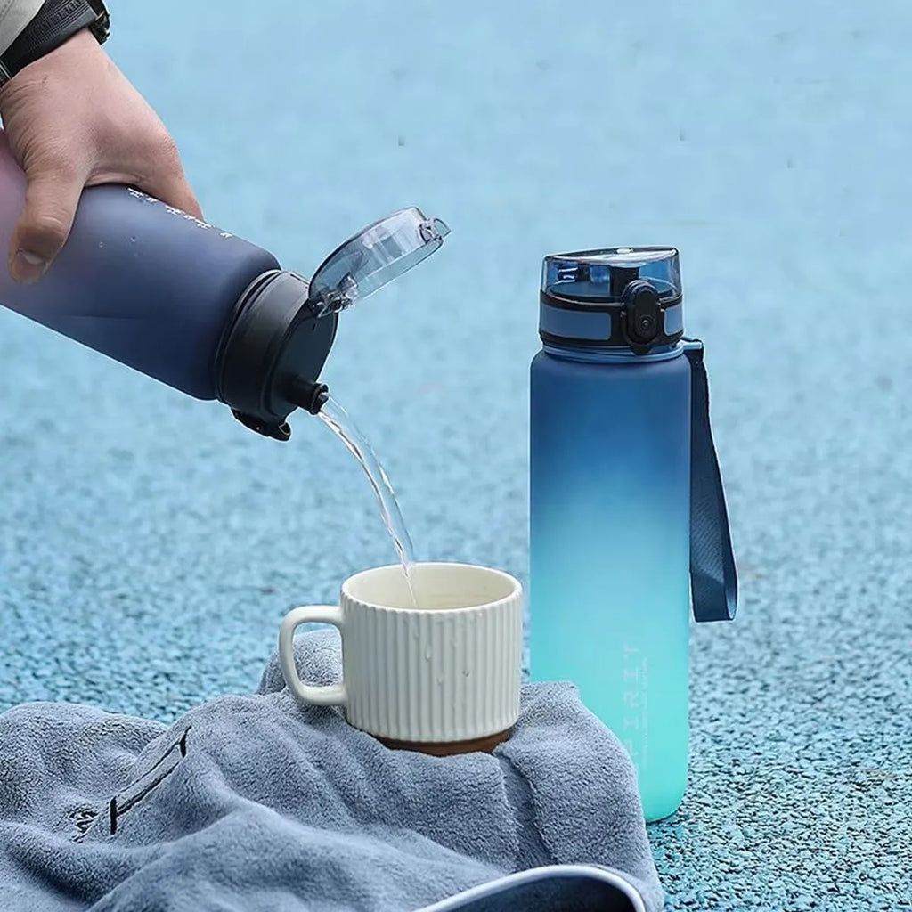 600ml/750ml/1000ml Large Capacity Sports Water Bottle Gradient Color Plastic Cup Drink Items Outdoor Beach Travel Portable Gym