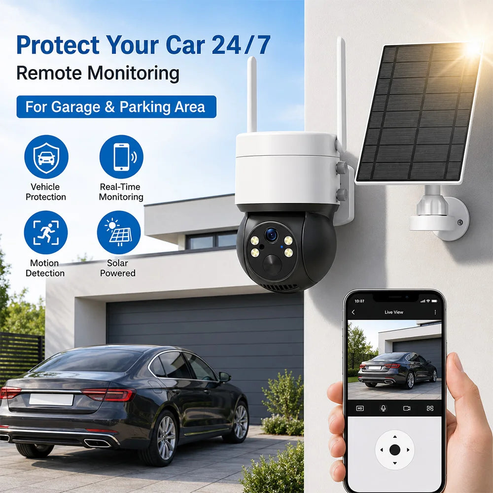 Solar WiFi Camera 3MP TUYA Smart Outdoor PTZ Security Camera Solar Powered 2-Way Audio Full Color Night Vision PIR Alerts IP66