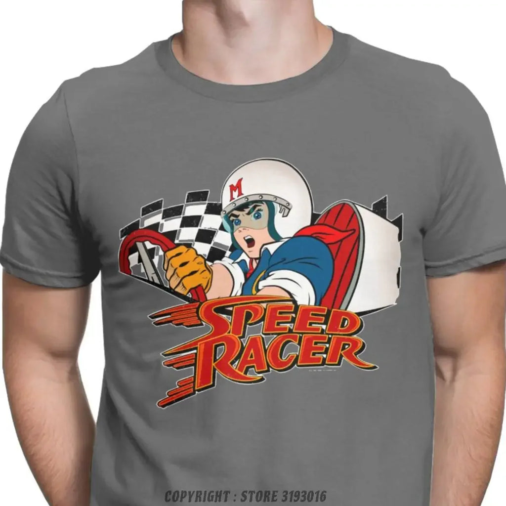 Speed Racer Meteoro Men's Tshirts Cool Christmas Crew Neck T Shirt Cotton Camisas Hombre Harajuku Aesthetic Printed Tshirt Men