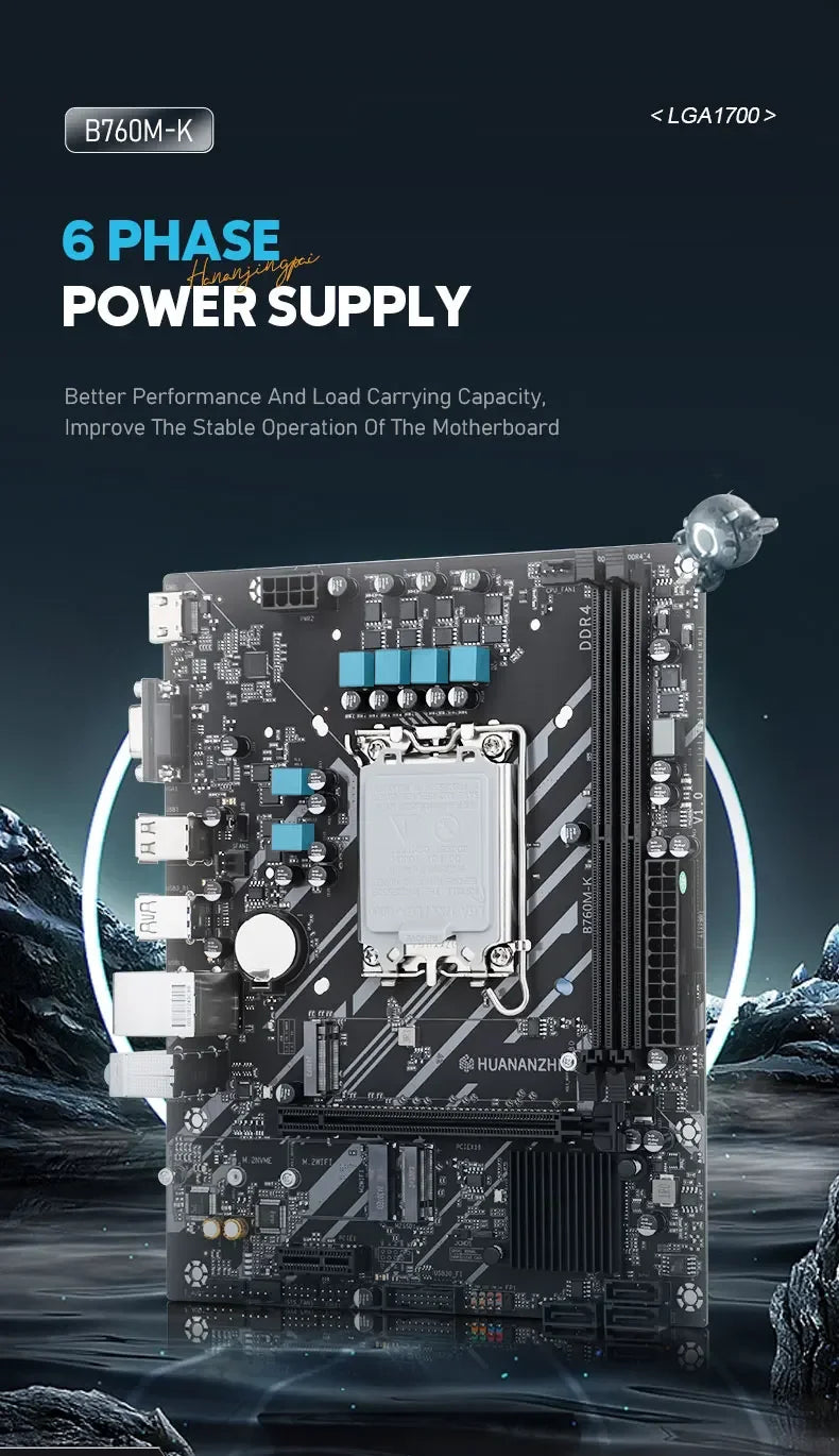 HUANANZHI B760M-K Motherboard Set Intel Core I5 12400F 13400F 14400 CPU DDR4 16GB 32GB RAM DIY Gaming PC Kit Combo
