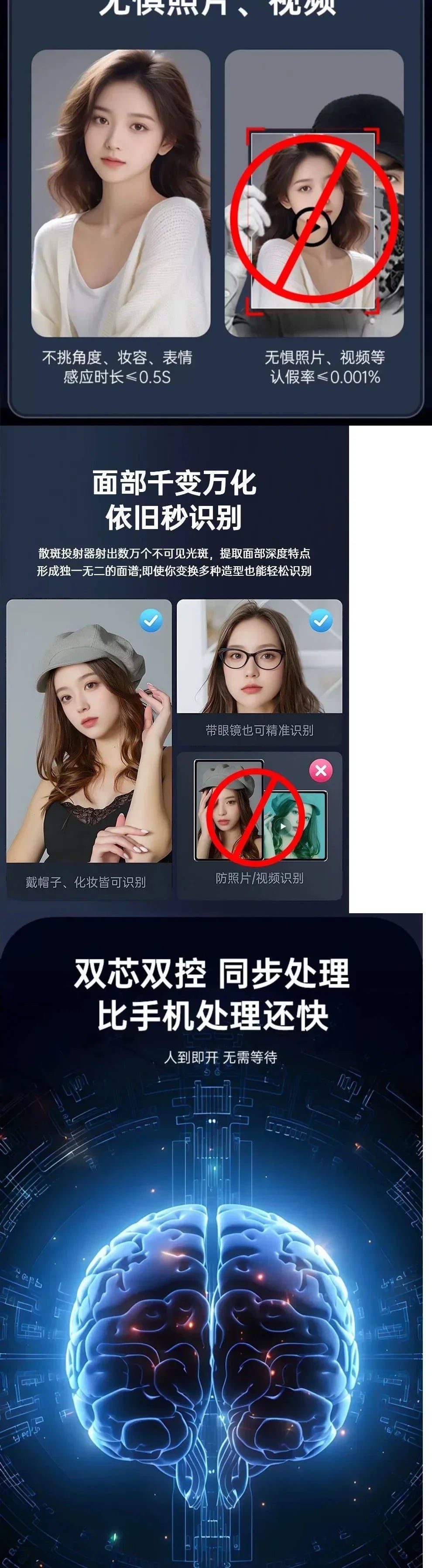 3D face smart door lock, home door remote entry