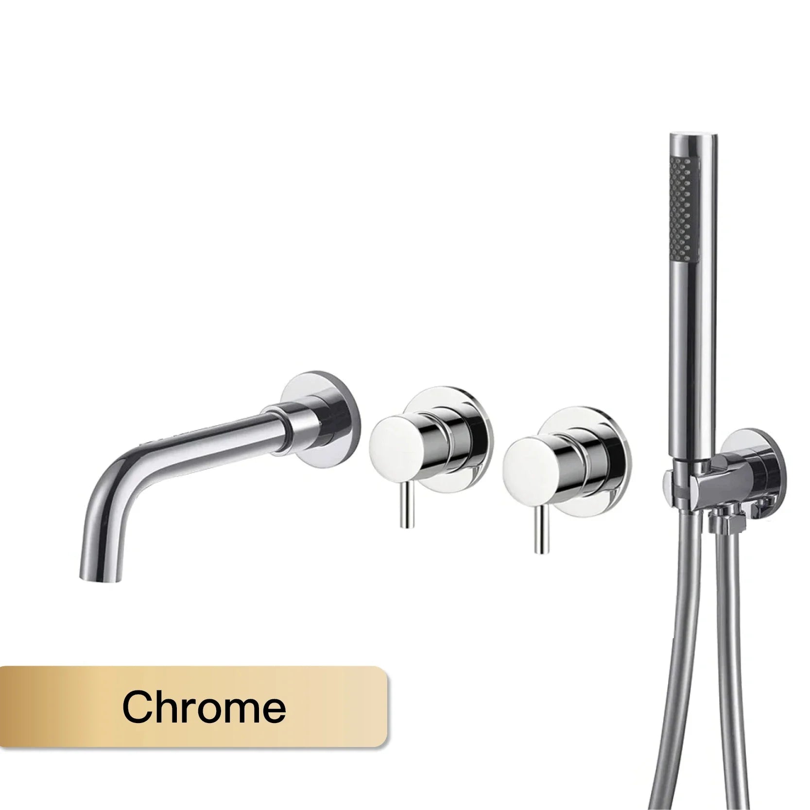 Farrete Concealed Wall-Mounted Bathtub Faucet Gun Grey All-Copper Built-In Cold and Hot Shower Head Set Bathroom Brushed Gold