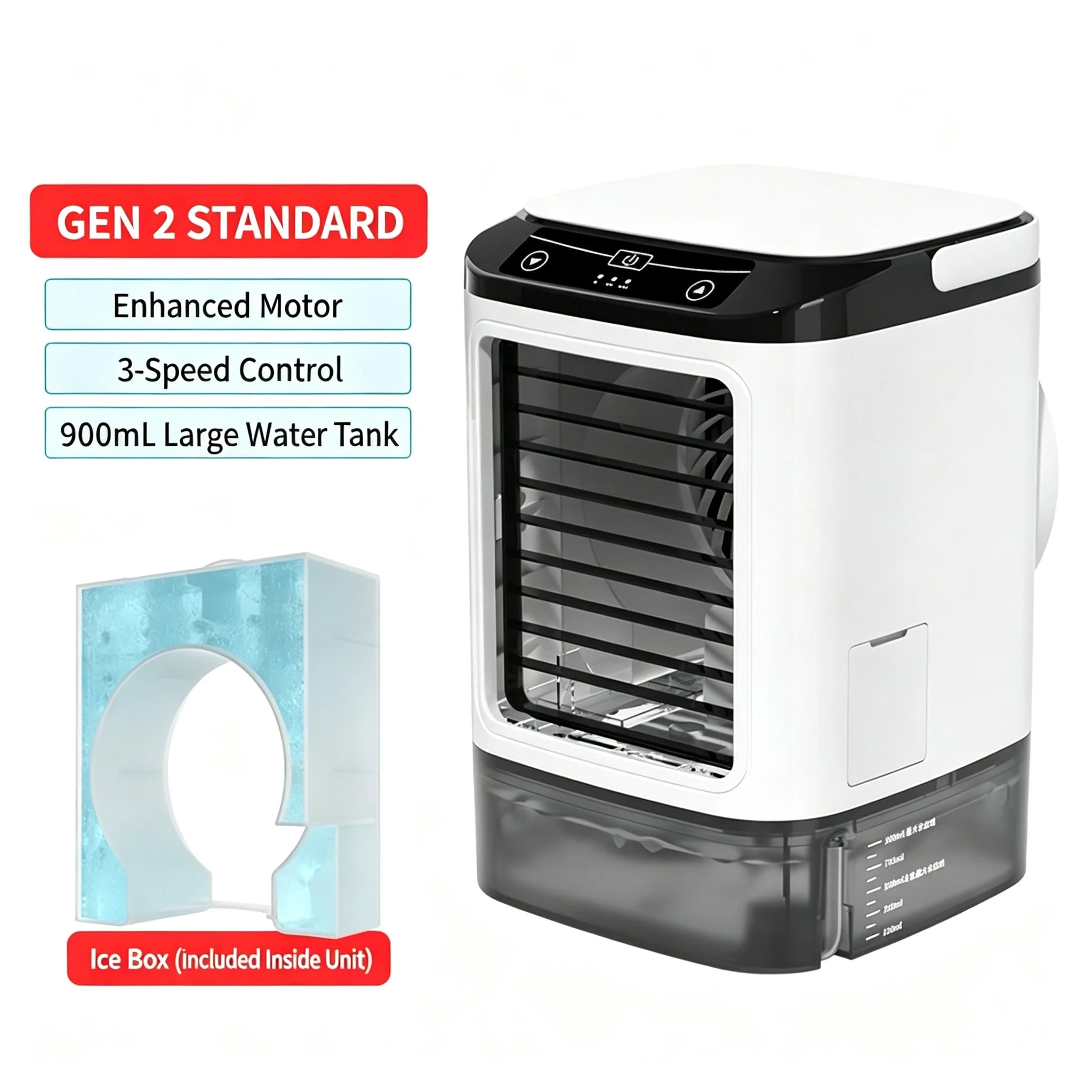 Portable Air Conditioner 3-speed Small Ac Unit Mini Air Cooler 900ml Water Tank Electric Fan With Humidifier For Bedroom JJ2818