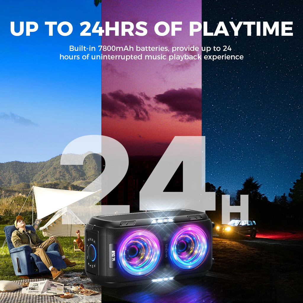 W-KING T9 PRO 250W Peak Bluetooth Party Speaker 125dB Loud 2×6.5" Subwoofer Bluetooth 5.3 TWS Portable Bass Speaker