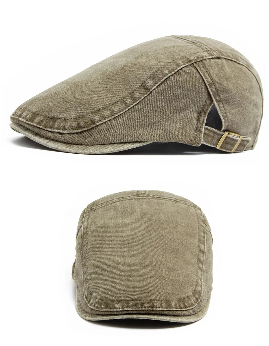 Spring Summer Watered Denim American Casual Retro Beret  Washed Old Street Forward Hat British Painter Newsboy Cap Visor