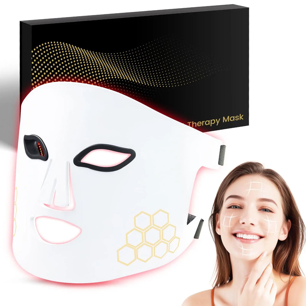 Hello Face LED Face Mask Light Therapy Red, Blue & Infrared Light Facial Skin Care Device with Eye Protection