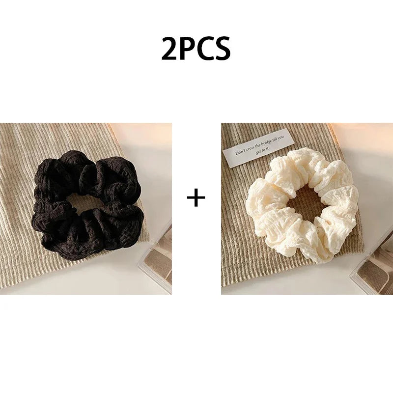 1/3pcs Solid Color Pleated Hair Tie for Women Brown Elegant Daily Wear Hair Ring Fashion Girls Scrunchie Hair Accessories