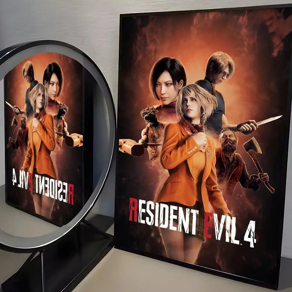 R-Resident Evil Game Poster Home Living Bed Room Bar Hallway Sticky Wall Art Printing Aesthetic Decor