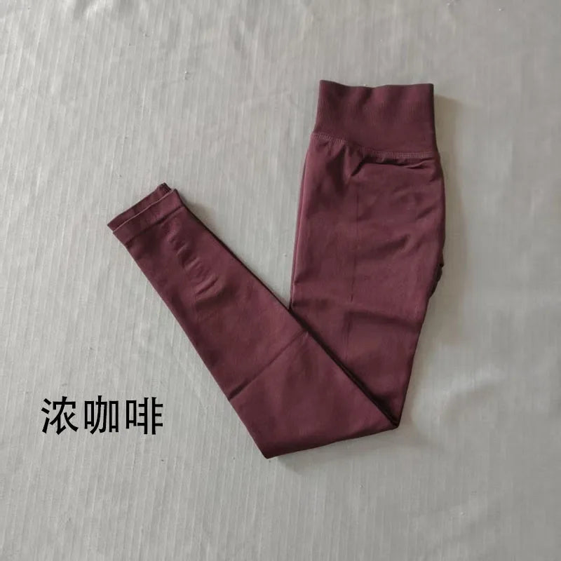Denyf Seamless Sports Leggings Women's Hip Yoga Leggings Quick-Drying Fitness Tights Solid Color Training Hip Customizable Label