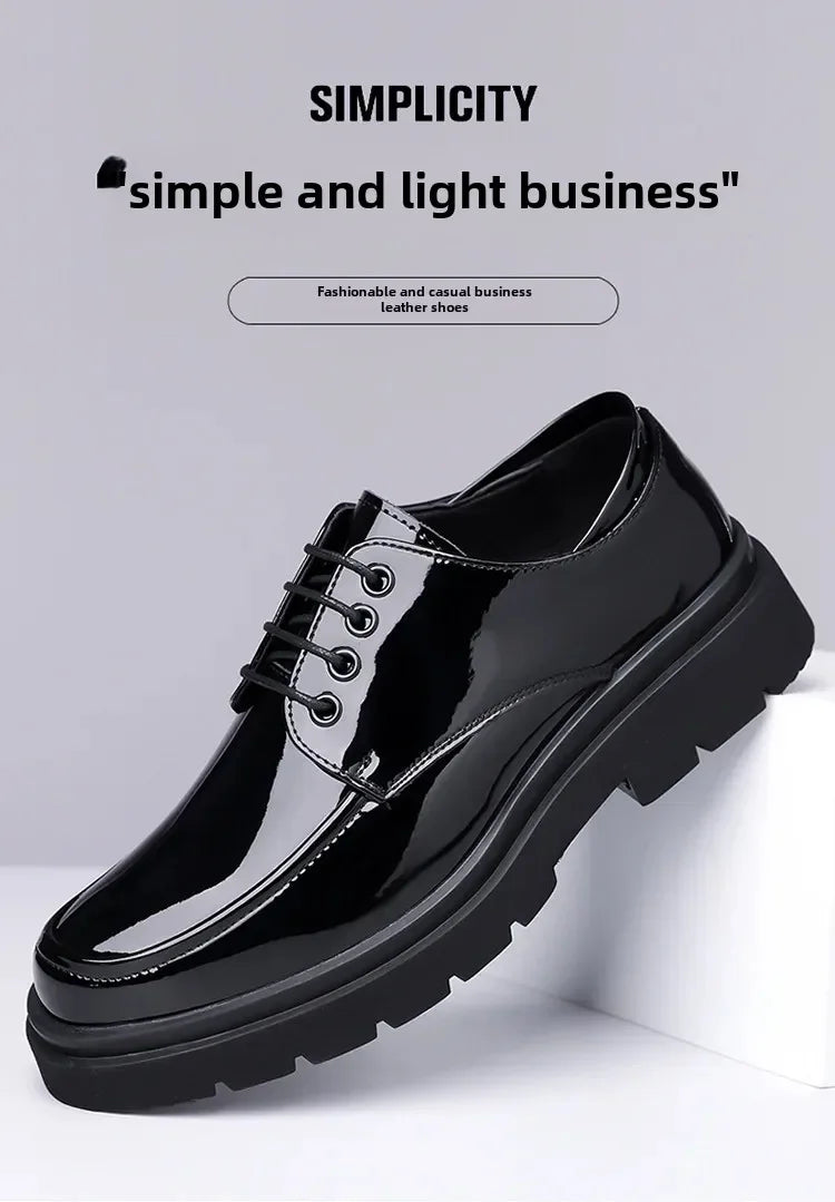 2025 Autumn Patent Leather Men's Business Formal Tie-Up Shoes Safety Professional Bata Breathable Men's Shoes botas para hombre