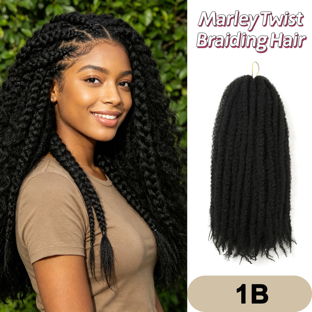 Afro Kinky Twist Crochet Hair Braids Marley Braid Hair 18inches Senegalese Curly Crochet Synthetic Braiding Hair Extensions