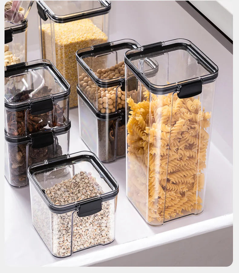 Sealed Jars Kitchen Grain Storage Organizer Large Tank Plastic Moisture-proof Storage Box Household Seasoning Jars Set 2030