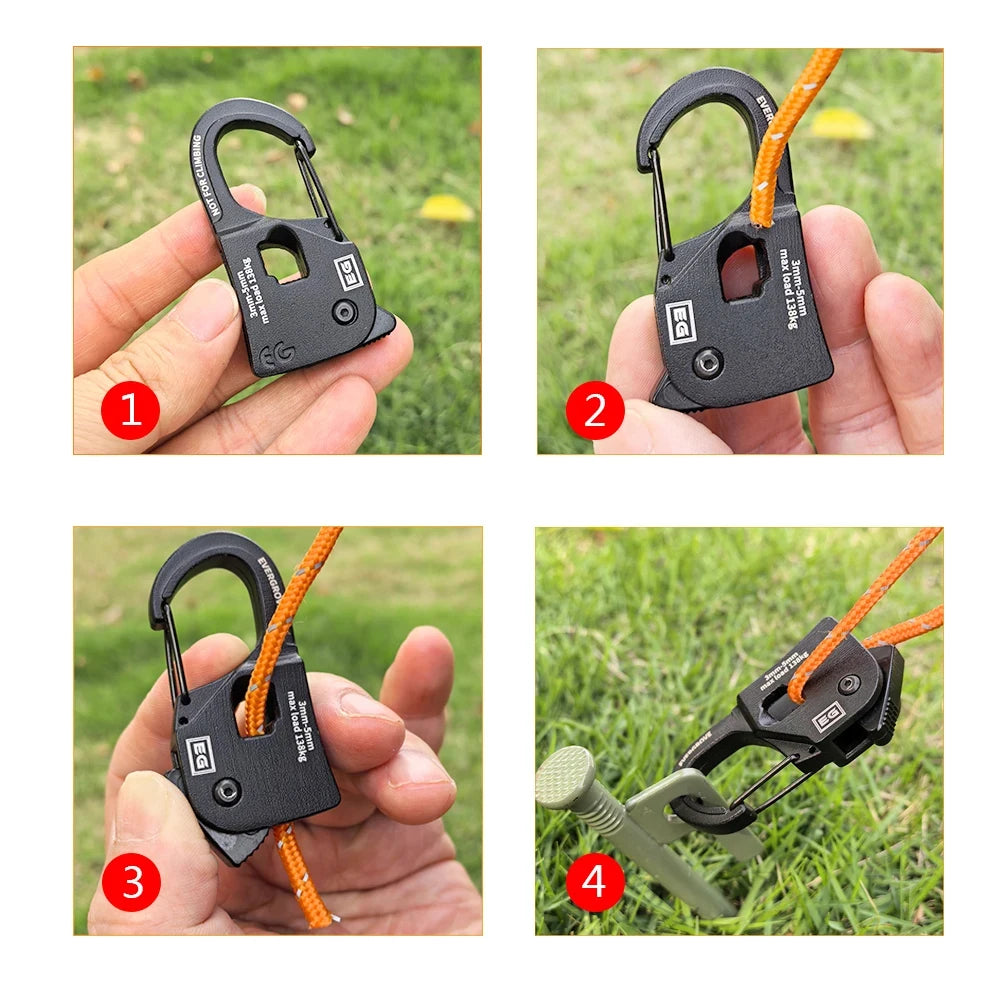 Tent Rope Adjuster Rustproof Aluminum Alloy Quick Release Self-Locking Lightweight Portable Outdoor Camping Accessories