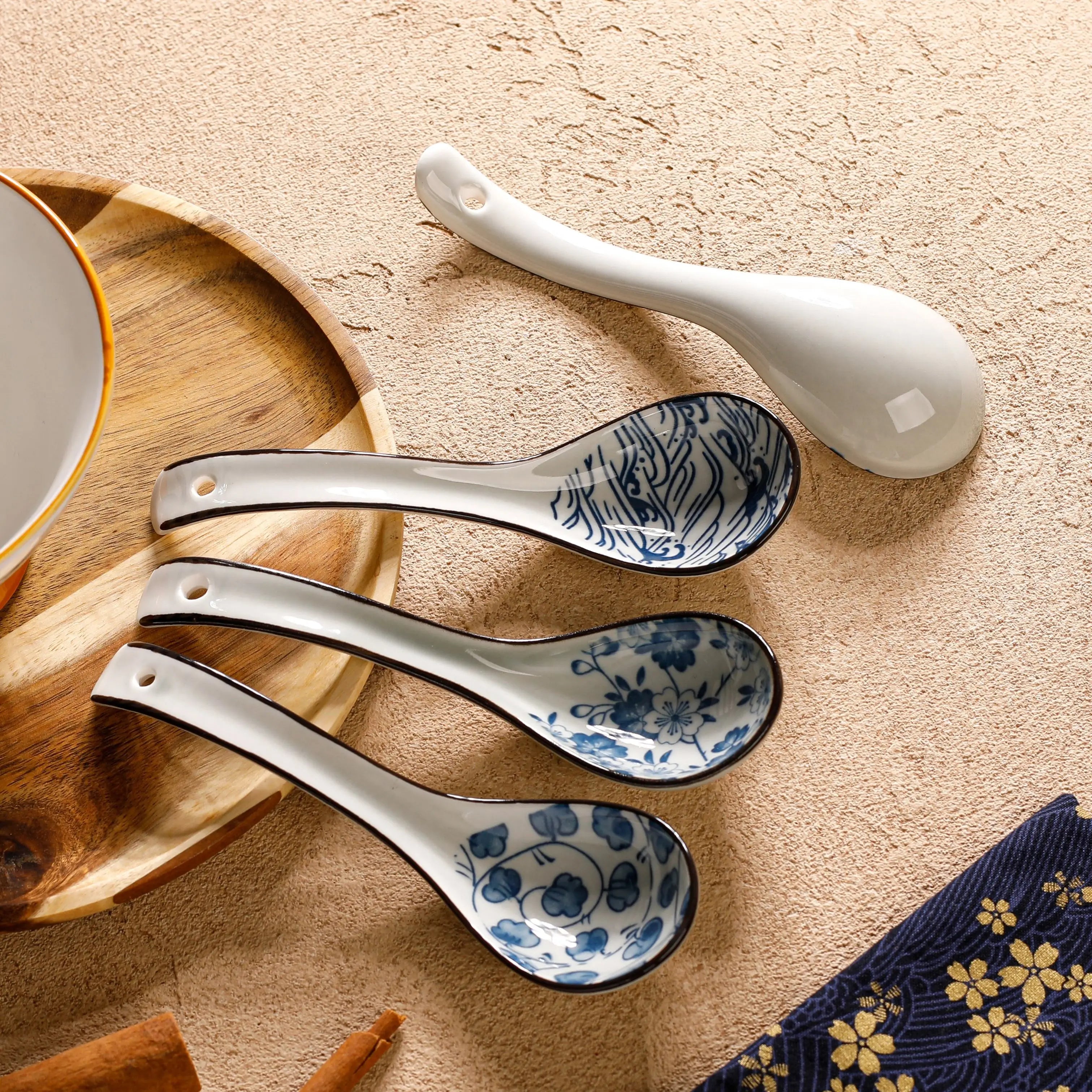 8pcs Ceramic Colored Glazed Soup Spoons for Household Use, Ceramic Spoons for Soup Drinking