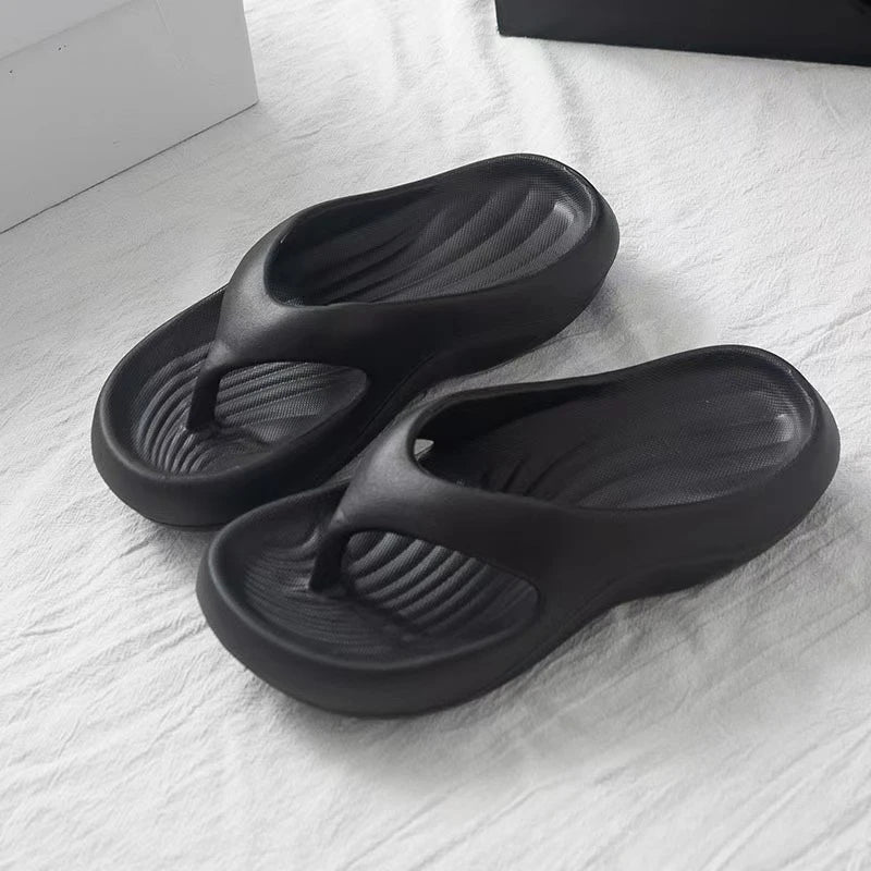 Women Stylish EVA Flip-Flops Comfortable Soft Anti-Slip Anti-Odor Fashionable Versatile for Beach Summer Casual Wear Beach Shoes