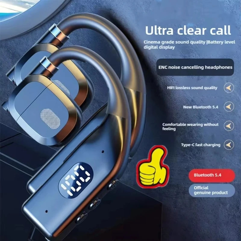 NEW Wireless Bluetooth Headphones Earhook Design Bluetooth 5.4 Noise Reduction Stereo Sound With Microphone Gaming Headset 2026
