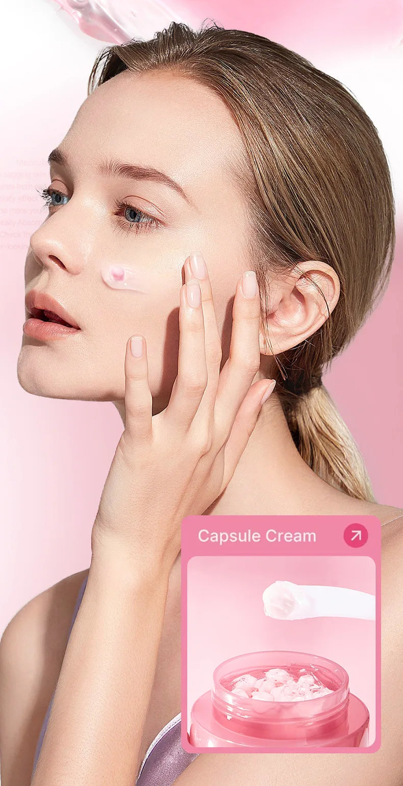 Pink Collagen PDRN Capsule Cream with Niacinamide Cream for Uneven Skin Tone Lightweight Face Moisturizer Non Greasy care