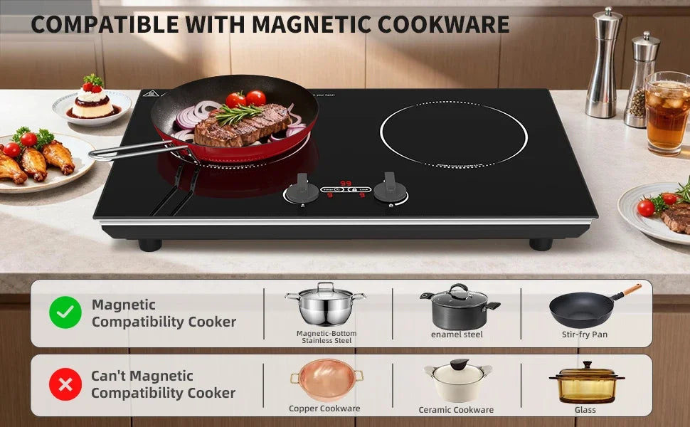 Induction Cooktop 4000 W Countertop burners with Knob Control