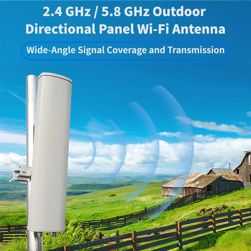 2.4/5.8 GHz Outdoor Directional Panel Antenna 14 DBi–17 DBi High-Gain Wide-Angle Wireless Wi-Fi Signal Coverage and Transmission