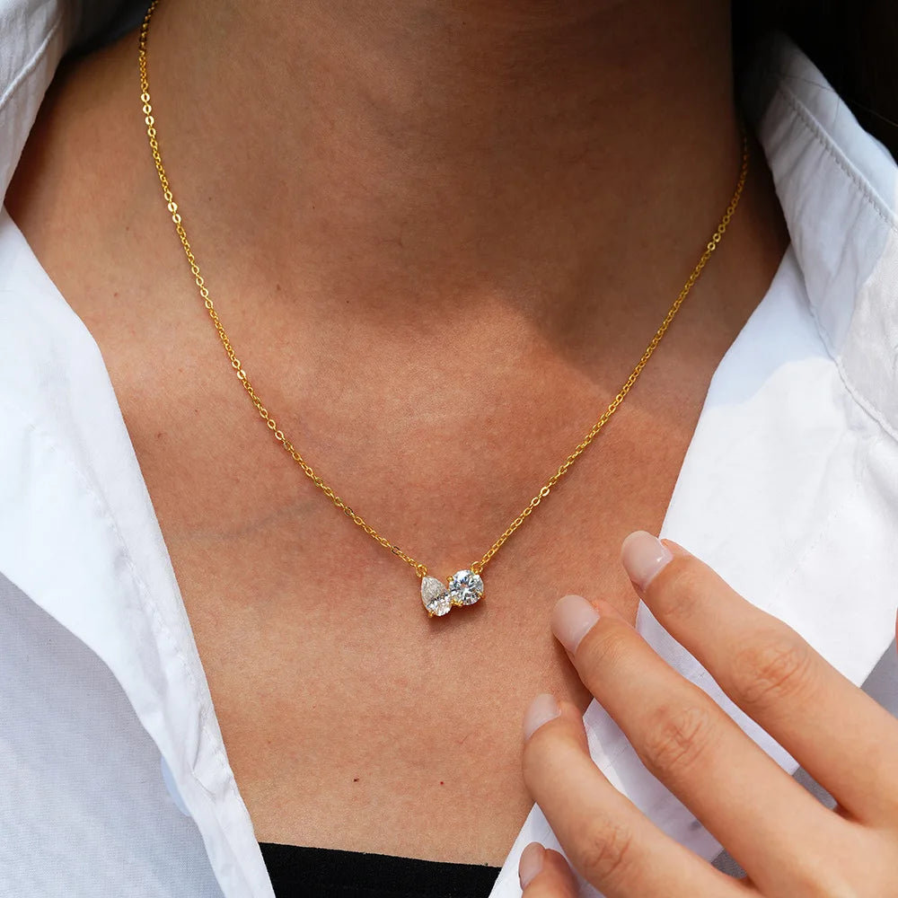 1CT / 2CT Emerald Heart Pear Princess Moissanite Diamond Pendants Necklaces For Women S925 Silver Fine Jewelry Women's Pendants