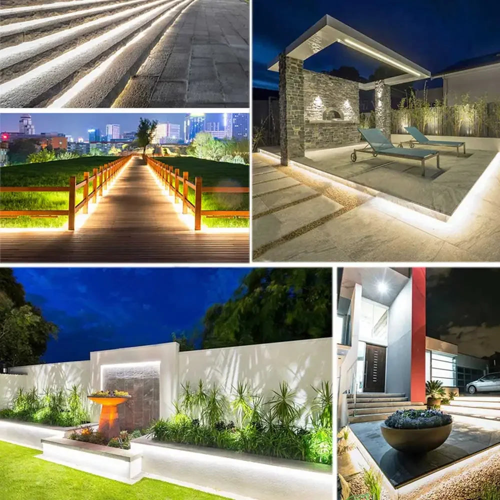Solar Strip Ligh 24V COB Solar Neon Light Strips Waterproof IP65 Flexible Warm White High Density Linear Lighting COB LED Lights