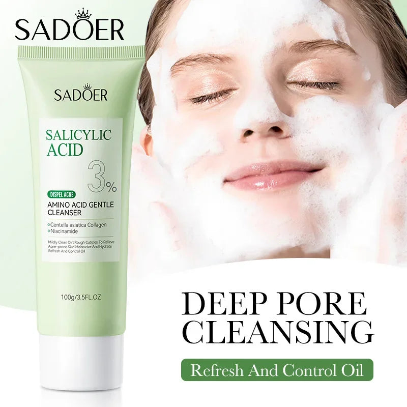 Salicylic Acid Facial Cleanser Face Wash Foam Face Cleanser Moisturizing Facial Cleansing Hydrating Skin Care Products