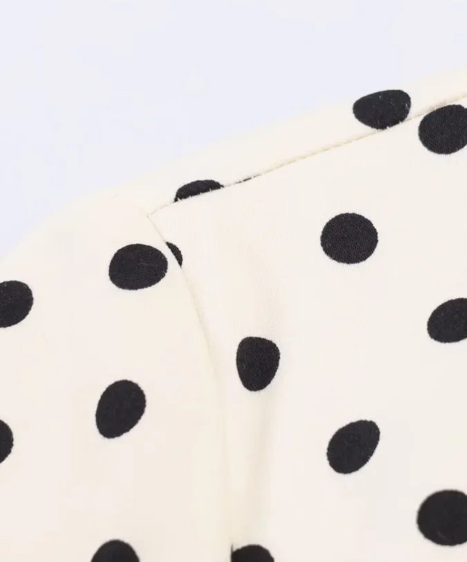 Elegant Lace-up Polka Dot Mini Dress Lady Chic Short-sleeved Waist Cinching Slim A-line Vestidos 2026 Women Evening Party Gowns