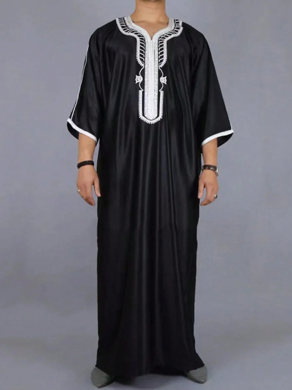 Islam Kaftan Muslim Men Clothing Moroccan Caftan Hand Embroidered Loose and Breathable Djellaba Abaya Thobe for Men Summer 2024