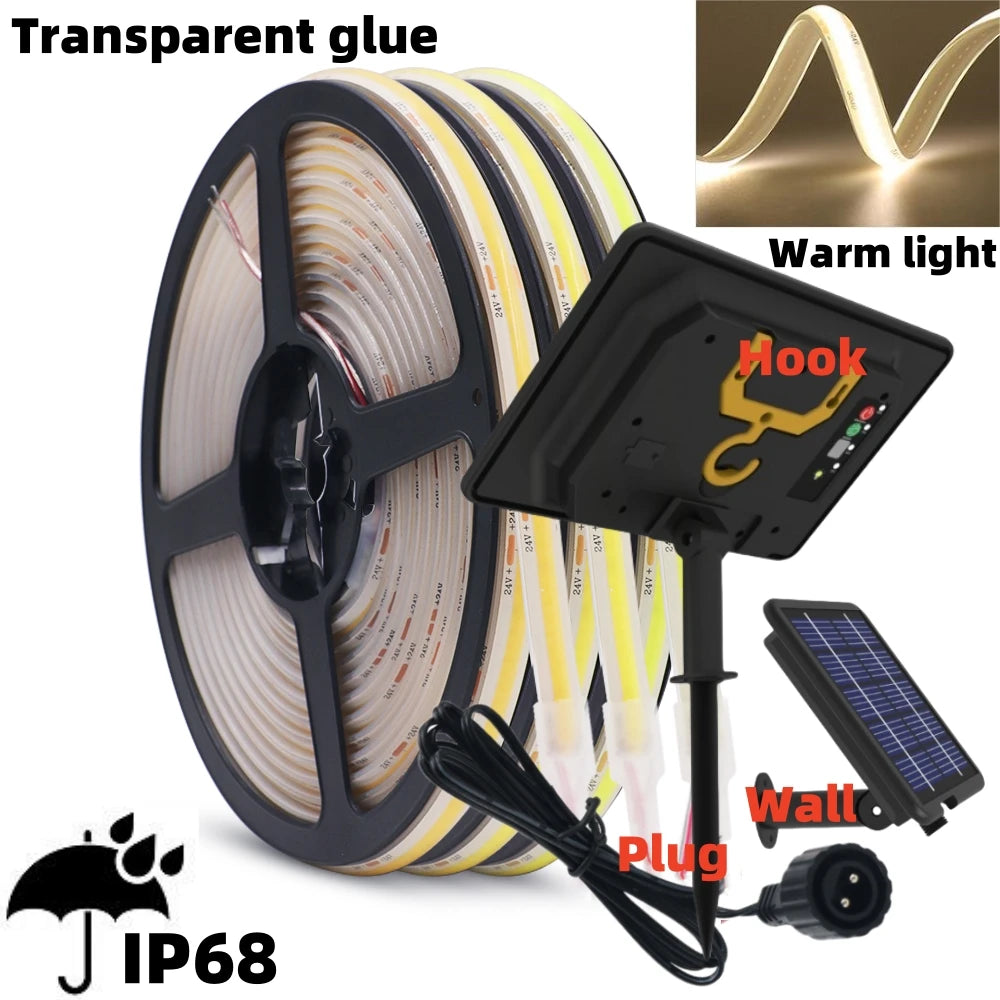 1200mAh 2400mAh 7200mAh COB Solar LED Strip Neon Light Sign DC 24V Flexible Waterproof IP68 IP67 Adhesive Tape Diode Lamp Linear