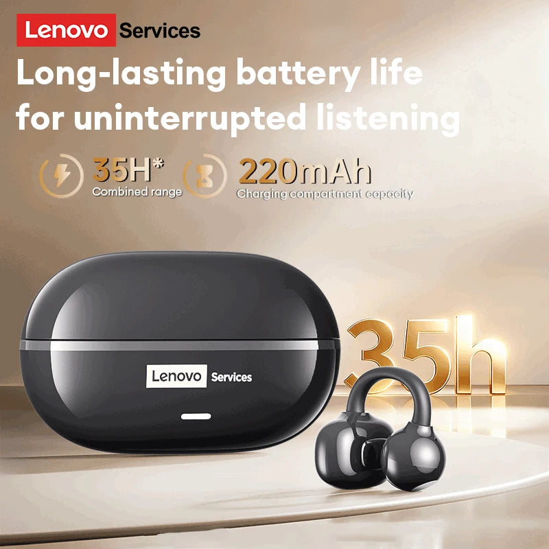 NEW Lenovo RS102 Open Ear Wireless Earphones Bluetooth 6.0 Clip On OWS Sports Headphones Ear Clip Earbuds Touch Control with Mic