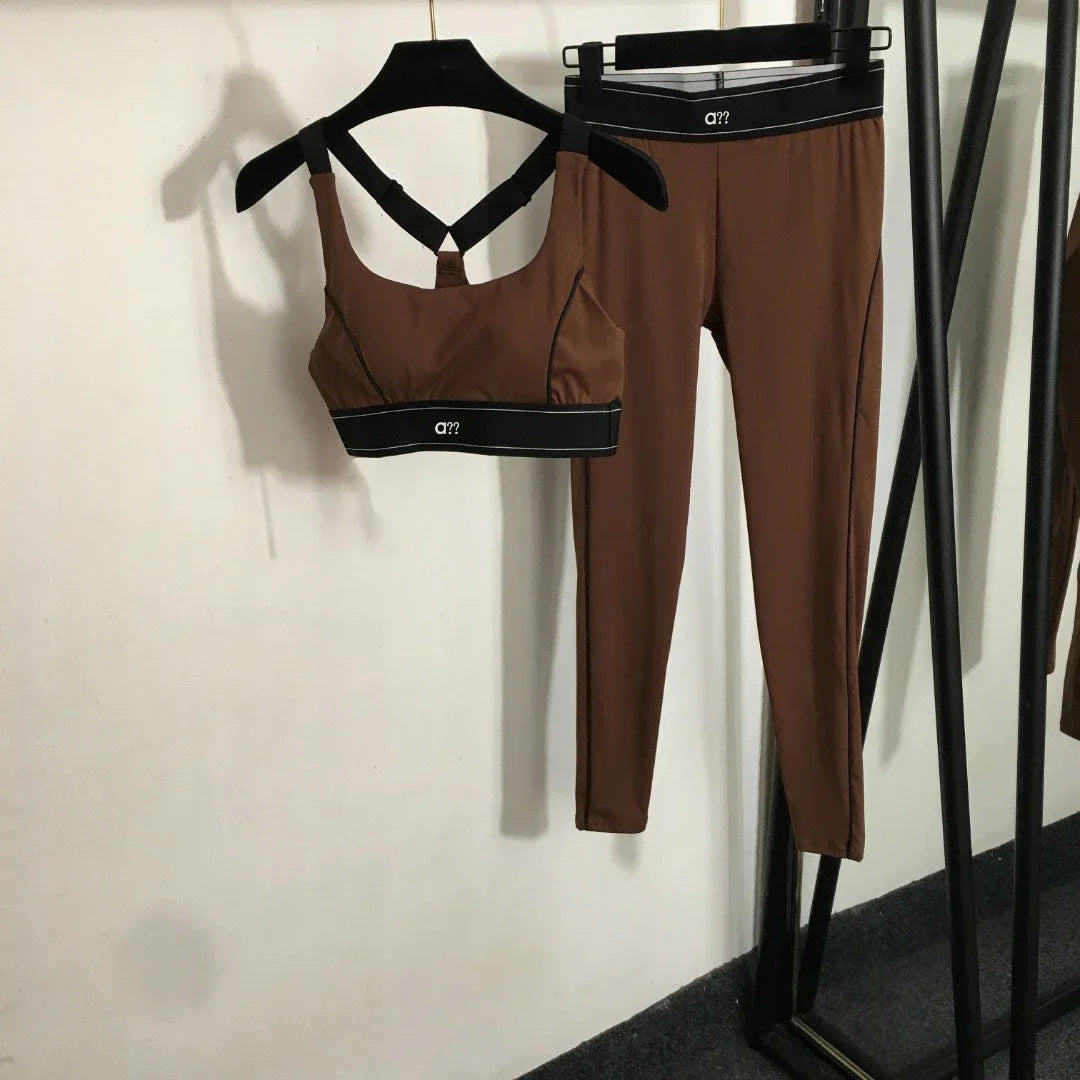 2026 Summer New Style Yoga Sports Outfit - Bandeau Top Stretchy Ankle-length Leggings