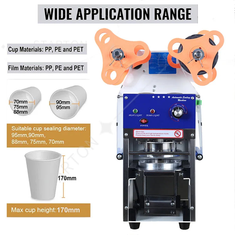 High Quality 98mm 95mm 90mm 75mm 60mm 95 90 mm Mini Small Boba Juice Semi Auto Automatic Cup Sealing Machine Sealer
