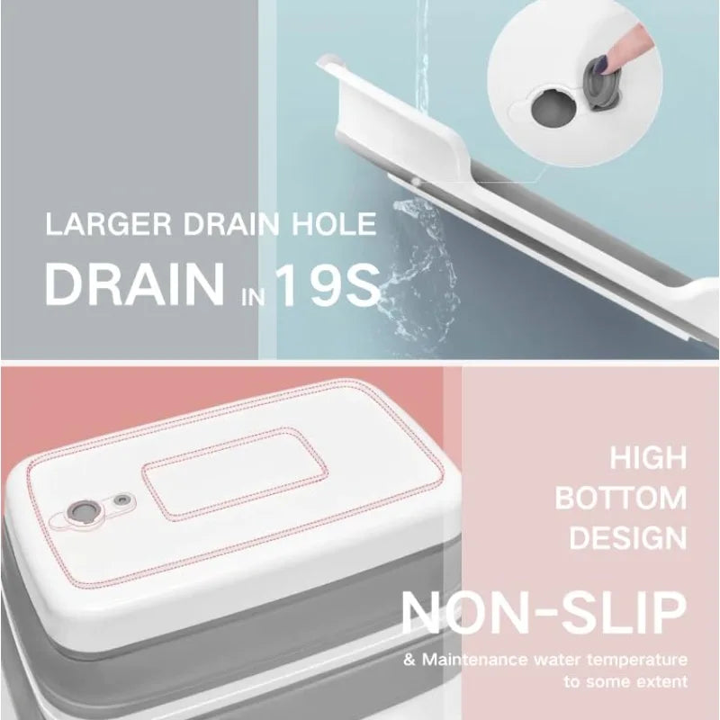 Foldable Pet Bathtub with Drain Plug, Foldable Bathtub for Dogs and Cats, Portable and Space Saving Design