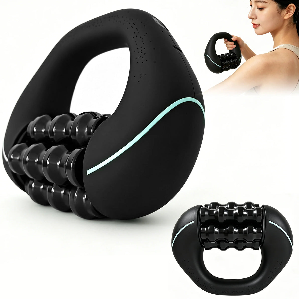 Ergonomic Handheld Electric Massage Roller 3 Speed Vibration Massager Lightweight Tool for Neck Back Shoulder Leg Home Travel