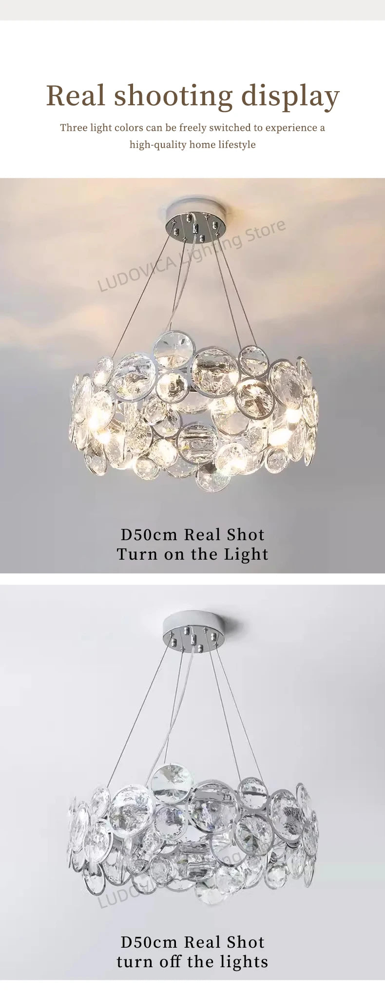 Modern Crystal Chandelier Luxury Villa Living Room Bedroom Dining Room Kitchen Modern LED Ceiling Hanging Lamp