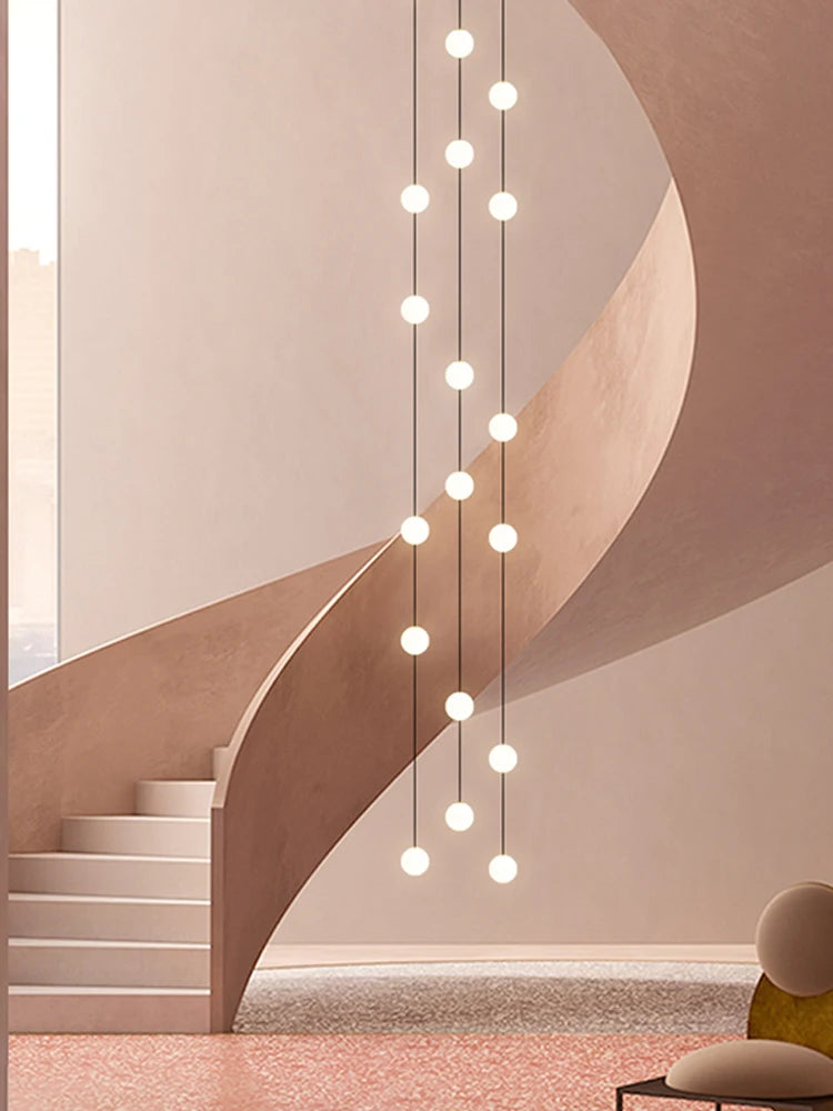 Stairs Modern Chandelier Loft Duplex Living Room Hotel Lobby Long Pendant Nordic Home Decorative Lighting Ball Long Line Pendant