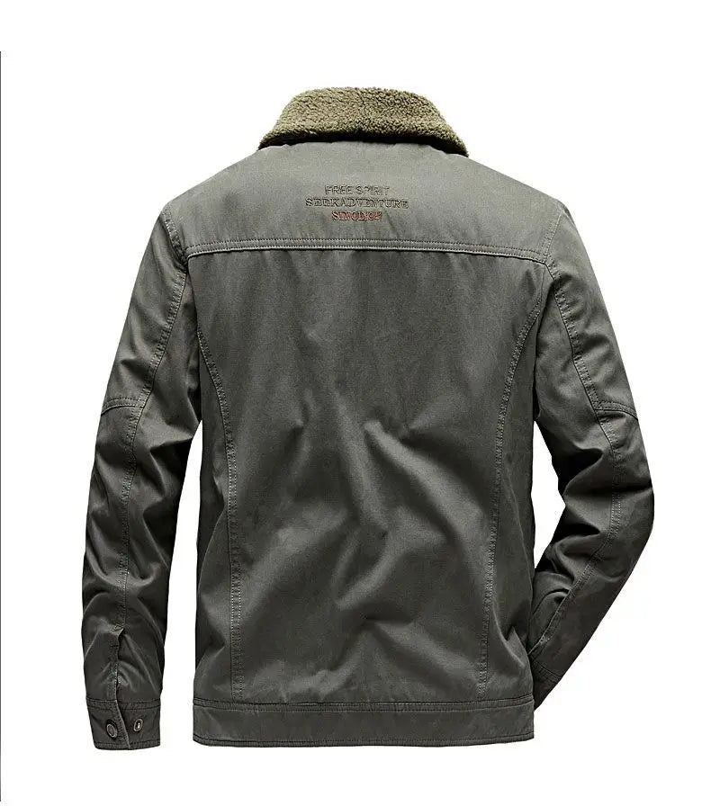 Autumn Winter Men's Cotton Thick Warm Fleece Jackets Stand Collar Fleece Lined Outdoor Workwear Warm Casual Style New Arrival