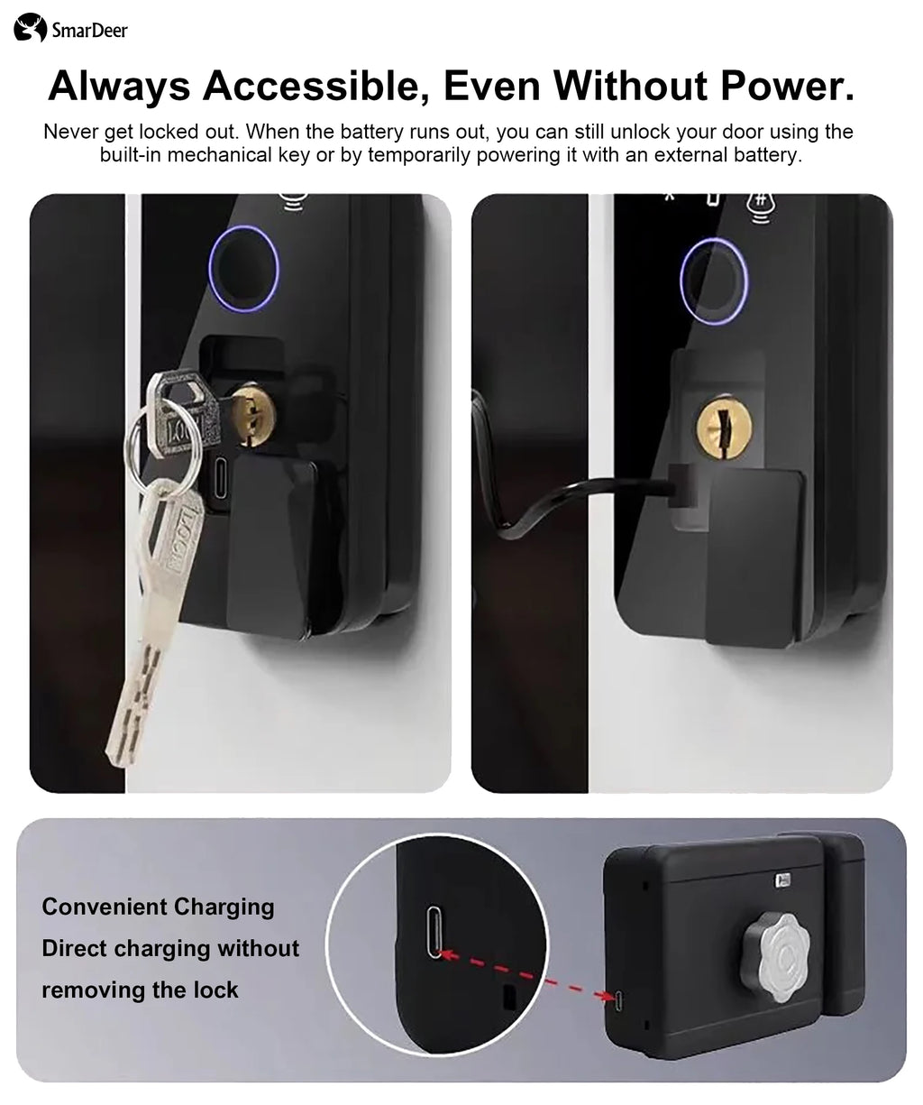 Waterproof Outdoor Smart Door Lock Fingerprint Facial Recognition Password Anti-theft Security Electronic Lock for Gate Garden