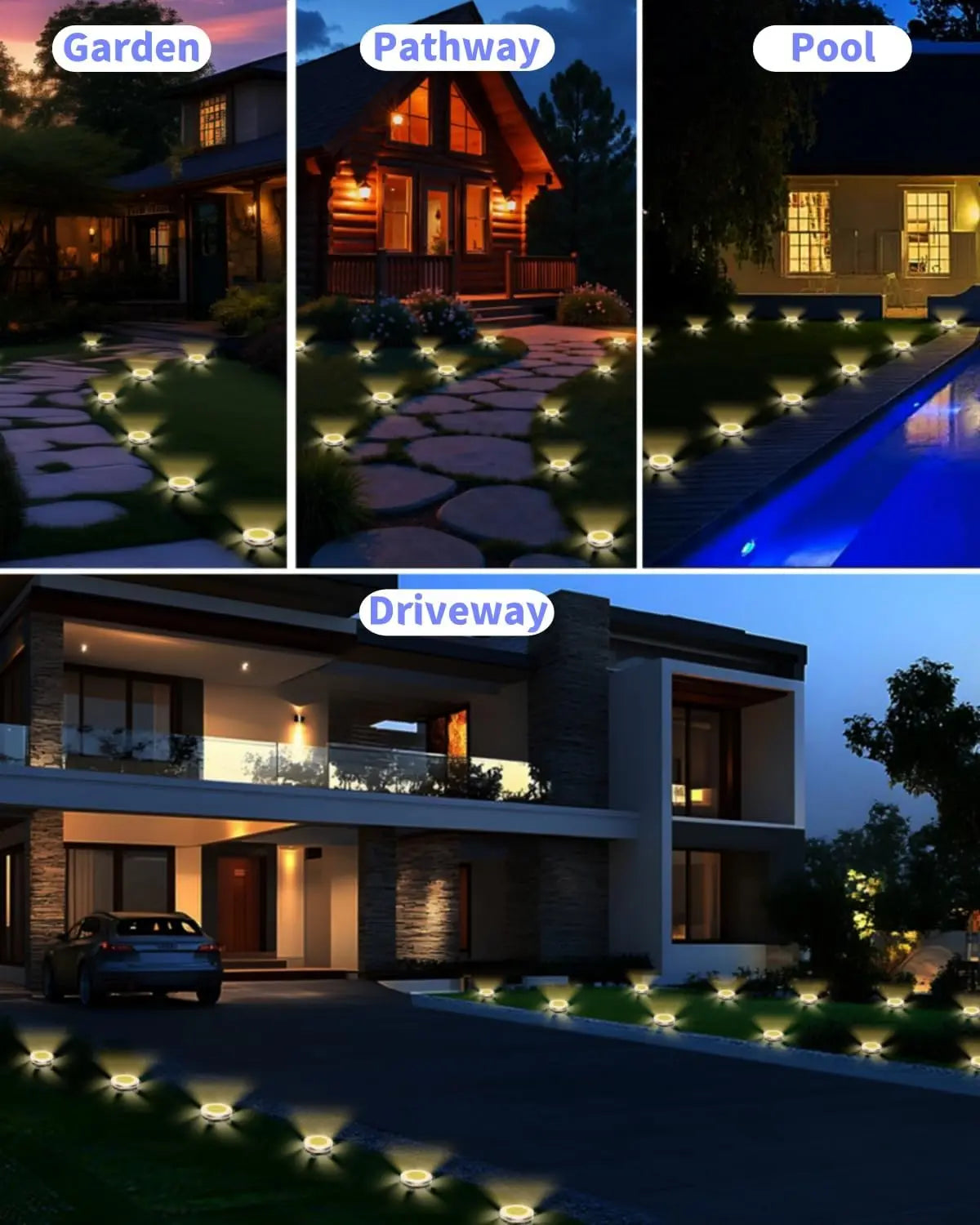 1-4 PACK Solar Garden Lights Outdoor 8 LEDs Underground Lamp 6000k With Side Light Spotlight Waterproof For Landscape Lawn Decor