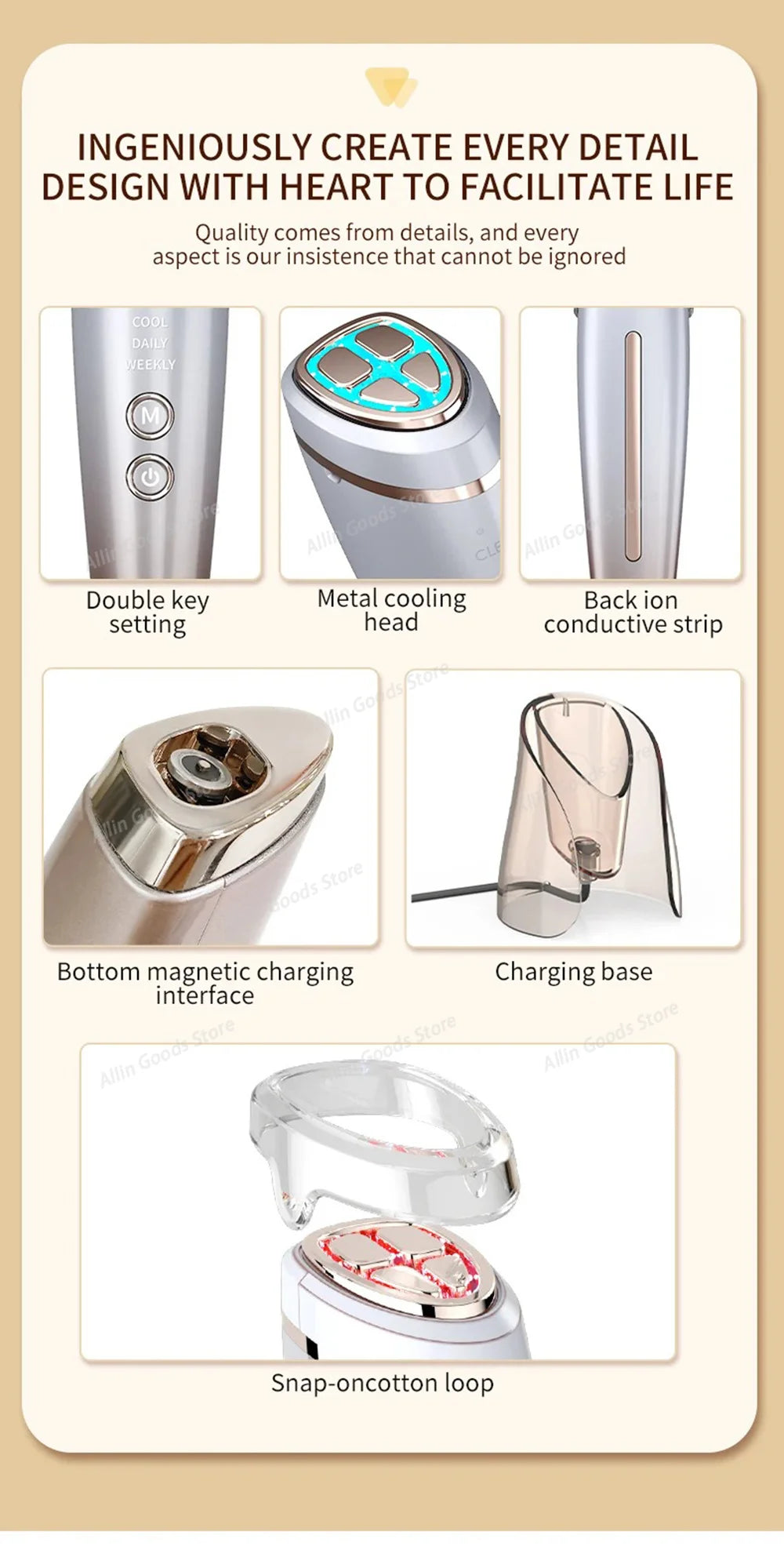 High Frequency Facial Lifting Machine RF Beauty Instrument for Face and Eyes Lifting Skin Tightening Beauty Care Gift for Women